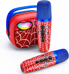 Mini Karaoke Machine for Kids,5 Voice Effects - Portable Bluetooth Speaker with 2 Wireless Mics LED Lights for Boys Girls Ages 3-12| Kids Karaoke Machine Birthday Gift Toy for Singing,Party & Play