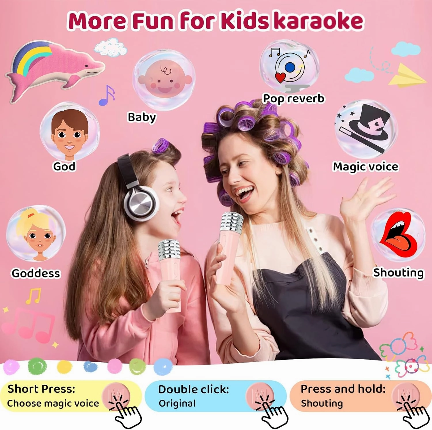 Mini Karaoke Machine for Kids, Upgraded Lyrics Screen Portable Kid Bluetooth Singing Speaker, 2 Wireless Microphone Karaoke Toys with SD Card Birthday Gifts Party Favors for 3, 4, 5, 6, 7, 8  Year Old
