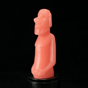 Mini Moai Figure, Pink Glow in the Dark