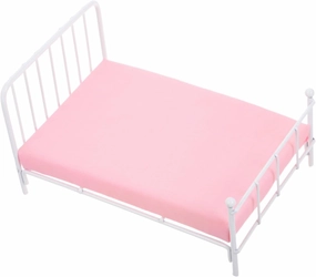 Miniature Dollhouse Bed with Mattress Pillow Scale White Frame Furniture for Dollhouse Bedroom Setup Engaging Parent Activities and Creative Displays