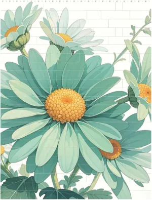 Mint Green Watercolor Daisy Building Block Puzzle Personalized Building Bricks for Adults Block Puzzle Building DIY Brick Block Puzzles Valentine's Day Gifts for Home Decor Brick Puzzle
