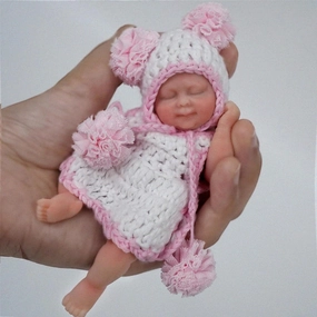 Mire & Mire 4.5 Inch Micro Sleeping Full Silicone Mini Baby Doll with Feeding Accessories Realistic Doll for Children 3 