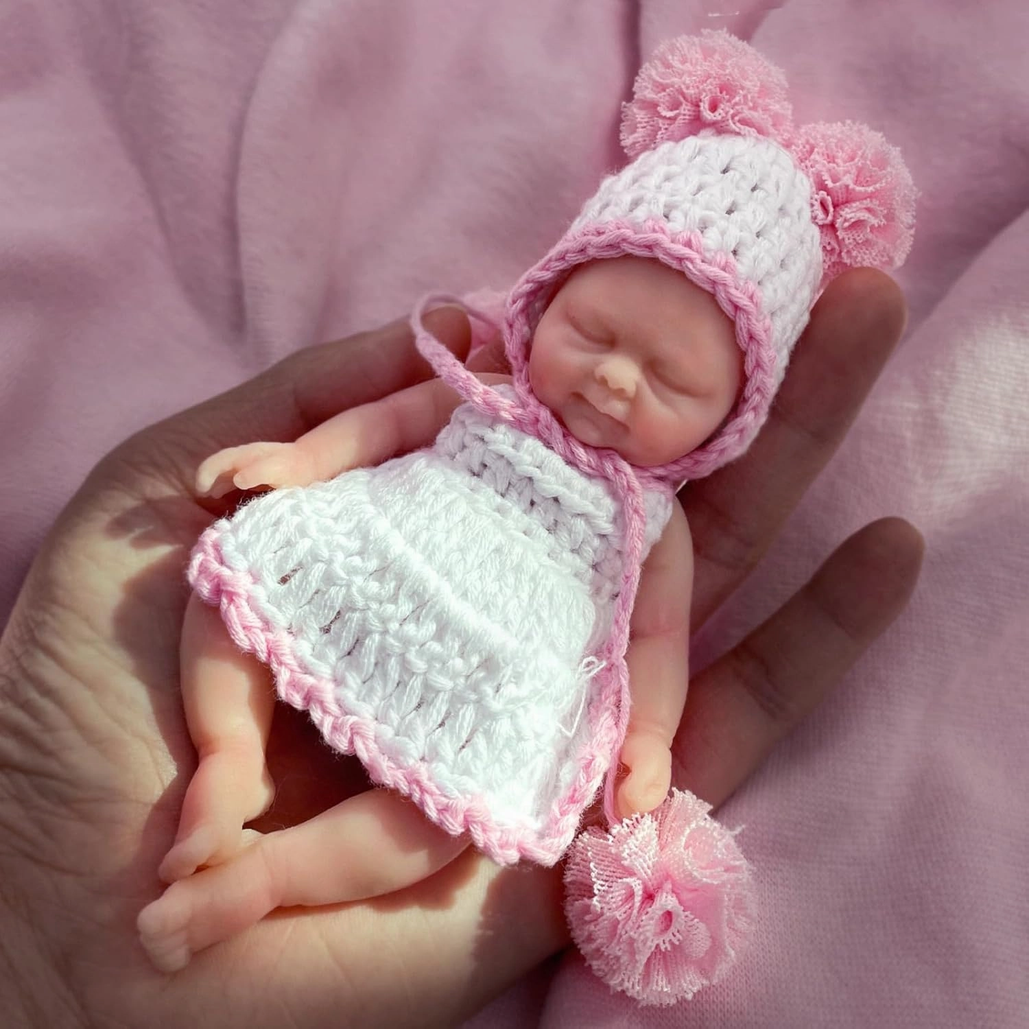 Mire & Mire 4.5 Inch Micro Sleeping Full Silicone Mini Baby Doll with Feeding Accessories Realistic Doll for Children 3 