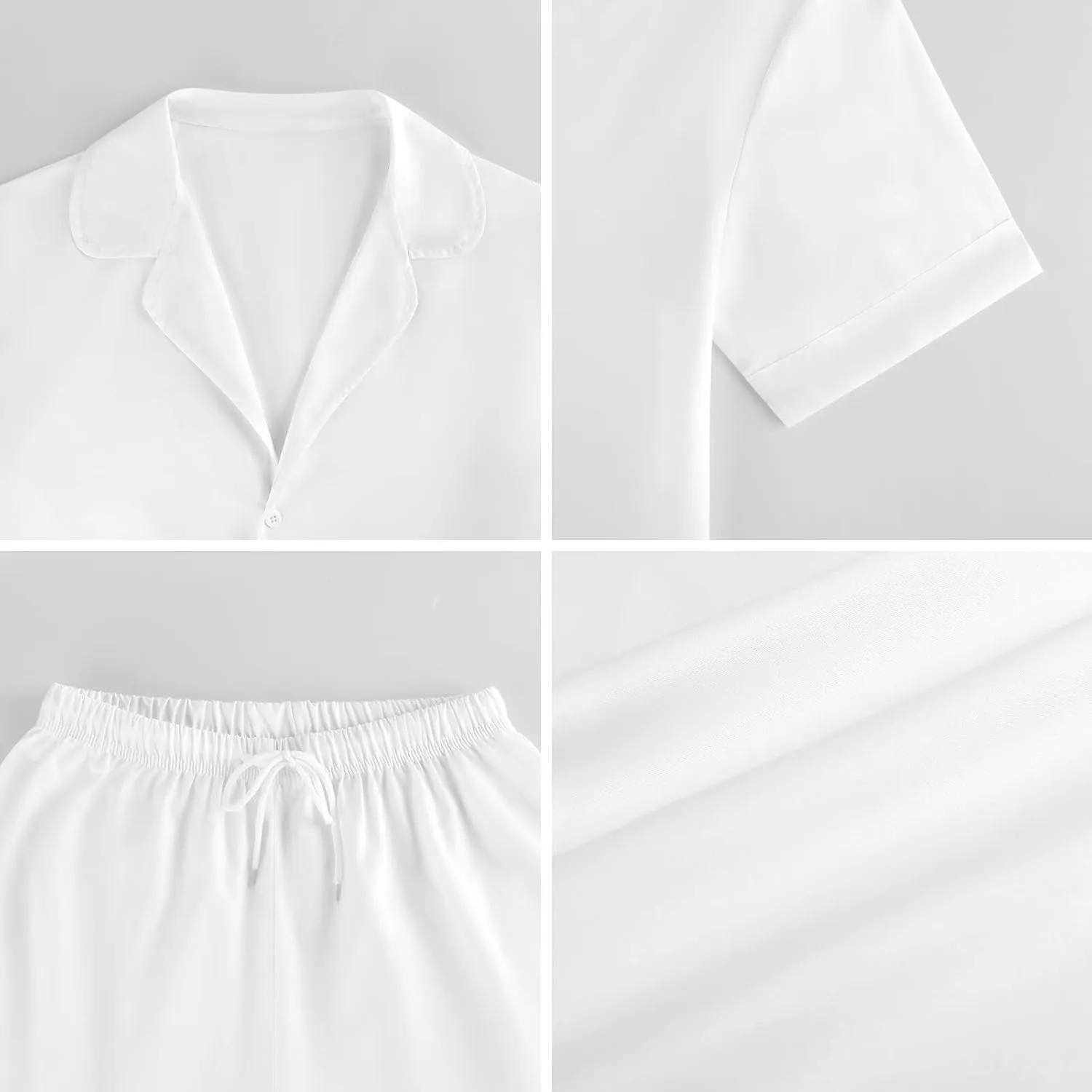 Misty Mountain Forests Animal Bear Women's Satin Pajama Set Short Sleeve Button Down Sleepwear Loungewear Pj Set