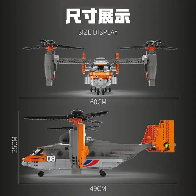 MOC Expert Creator Boeing Bell Osprey V22 Bricks Toy 88007