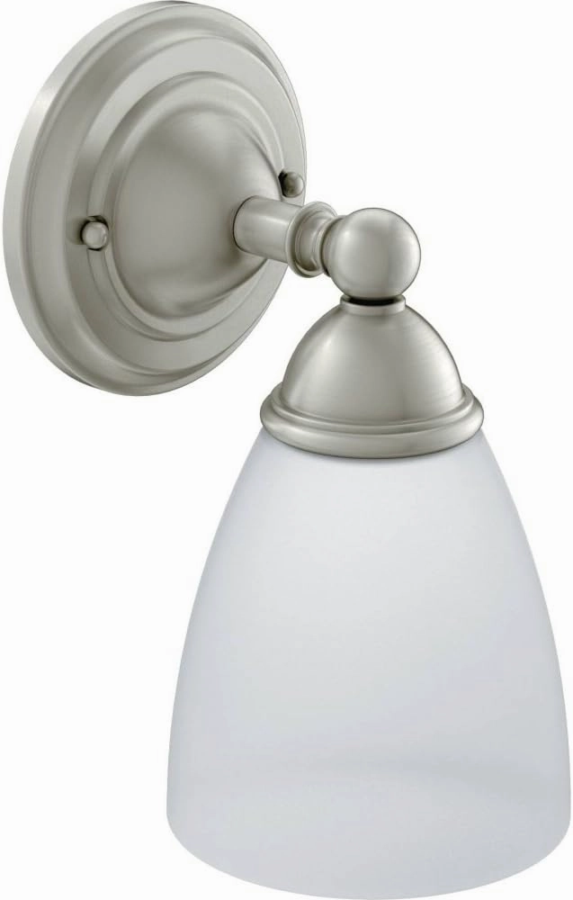 Moen YB2261BN Brantford 1-Light Dual-Mount Bath Bathroom Vanity Fixture with Frosted Glass, Brushed Nickel