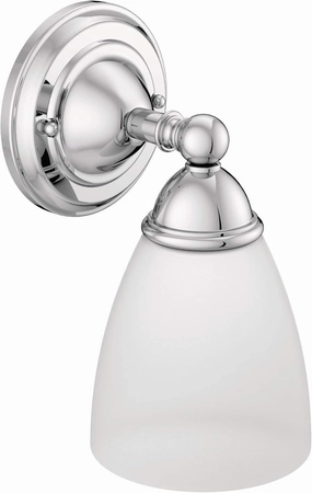 Moen YB2261CH Brantford 1-Light Dual-Mount Bath Bathroom Vanity Fixture with Frosted Glass, Chrome
