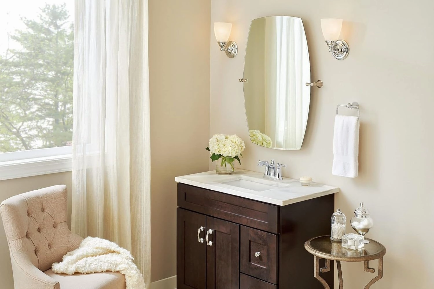 Moen YB2261CH Brantford 1-Light Dual-Mount Bath Bathroom Vanity Fixture with Frosted Glass, Chrome