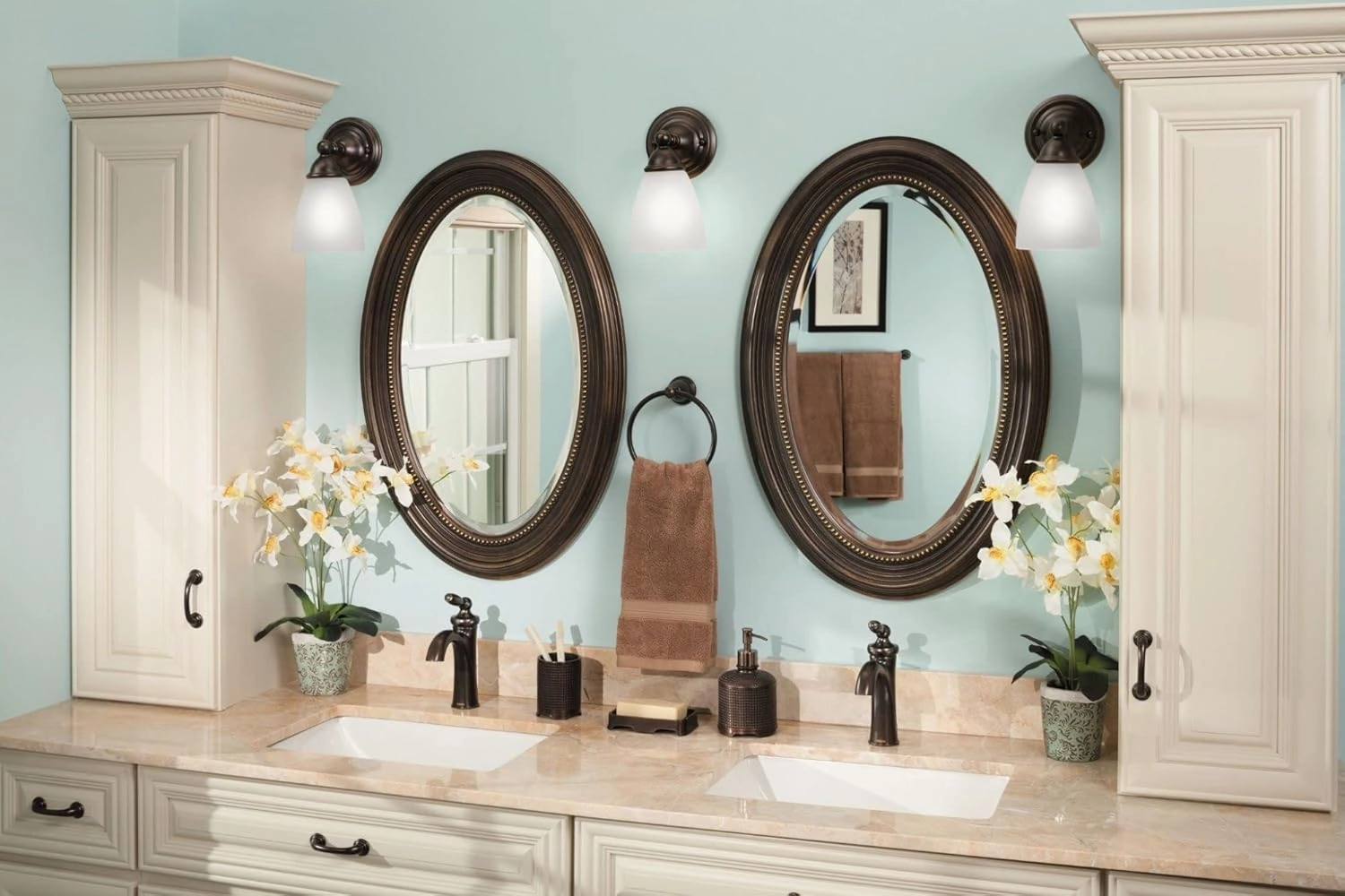 Moen YB2261ORB Brantford 1-Light Dual-Mount Bath Bathroom Vanity Fixture with Frosted Glass, Oil Rubbed Bronze