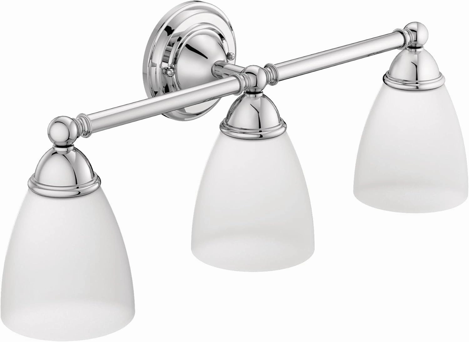 Moen YB2263CH Brantford 3-Light Dual-Mount Bath Bathroom Vanity Fixture with Frosted Glass, Chrome