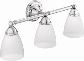 Moen YB2263CH Brantford 3-Light Dual-Mount Bath Bathroom Vanity Fixture with Frosted Glass, Chrome