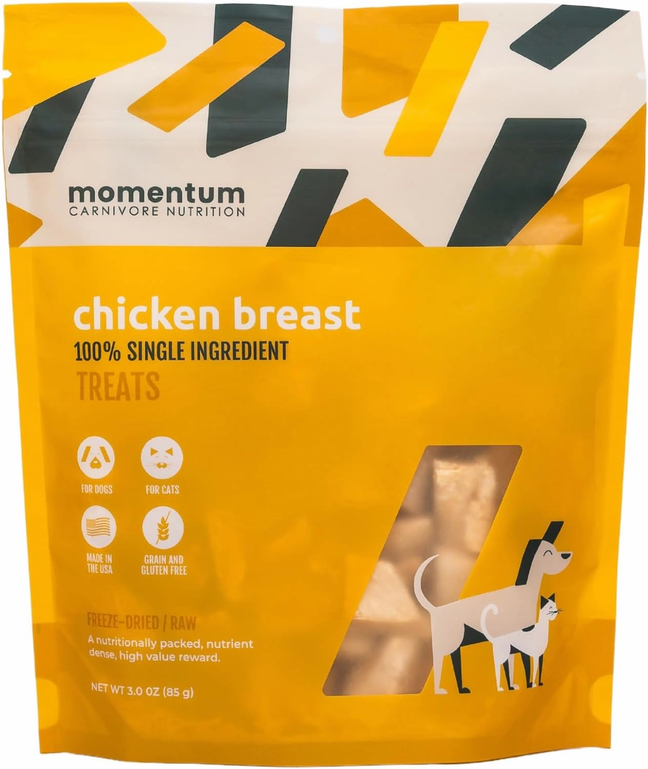 Momentum Carnivore Nutrition Freeze-Dried Chicken Breast Dog Treats – Single-Ingredient, Dog & Cat Treats – High-Protein, Grain-Free– 3 oz Pack