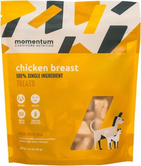 Momentum Carnivore Nutrition Freeze-Dried Chicken Breast Dog Treats – Single-Ingredient, Dog & Cat Treats – High-Protein, Grain-Free– 3 oz Pack