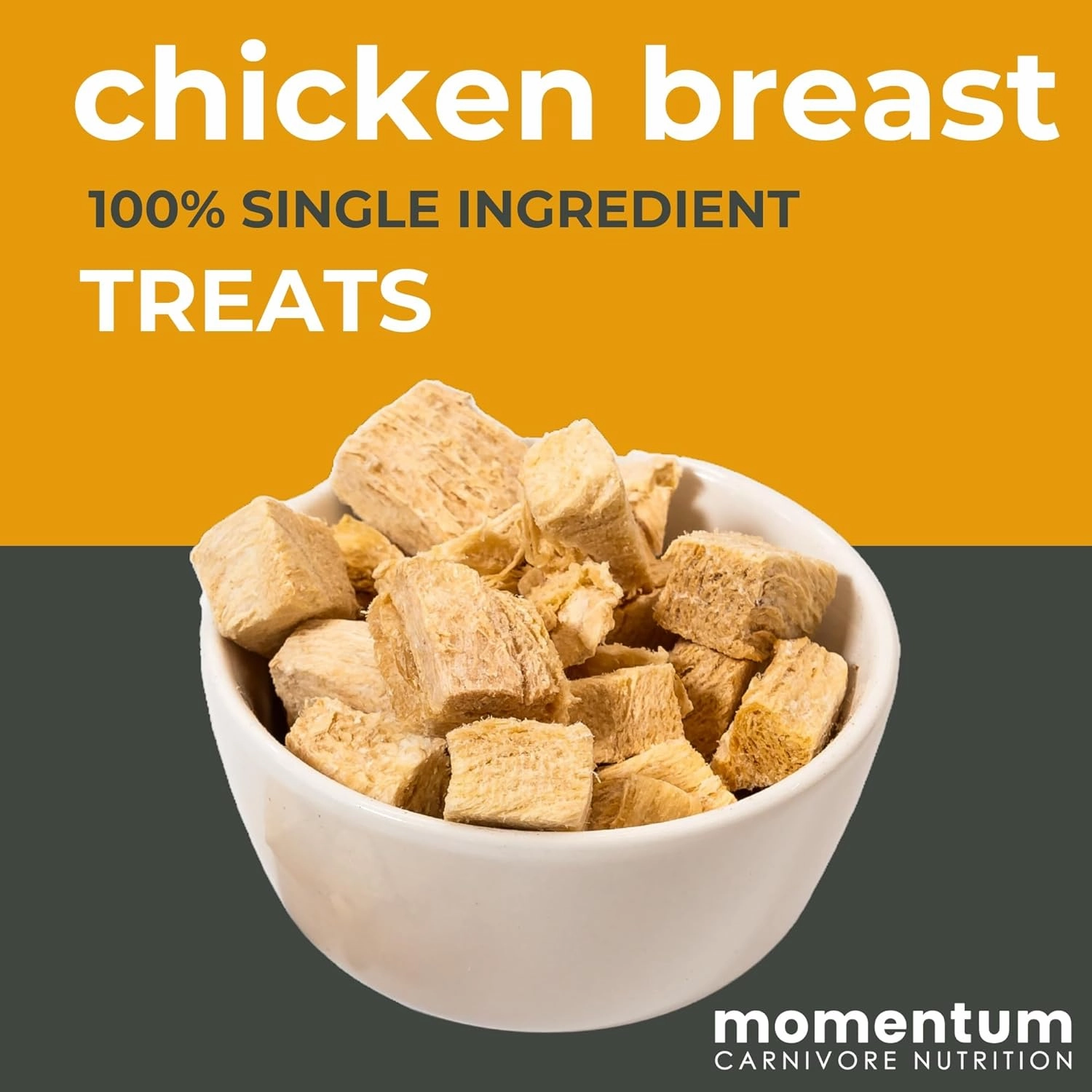 Momentum Carnivore Nutrition Freeze-Dried Chicken Breast Dog Treats – Single-Ingredient, Dog & Cat Treats – High-Protein, Grain-Free– 3 oz Pack