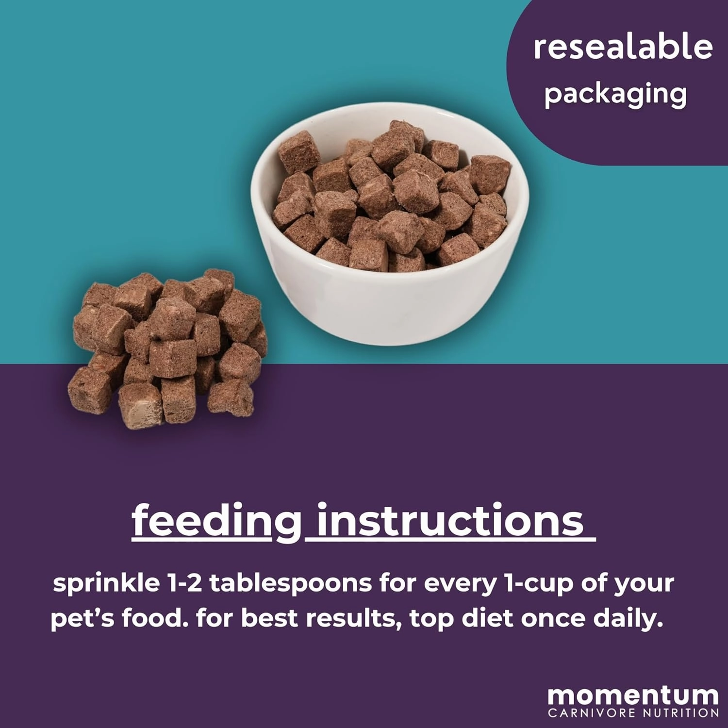 Momentum Carnivore Nutrition Freeze-Dried Gut Health Topper for Dogs & Cats – Grass-Fed Bison Tripe, Raw Goat Milk, Ginger & Dandelion Root – 3 oz Bag