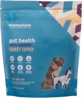 Momentum Carnivore Nutrition Freeze-Dried Gut Health Topper for Dogs & Cats – Grass-Fed Bison Tripe, Raw Goat Milk, Ginger & Dandelion Root – 3 oz Bag