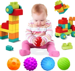 Montessori Baby Balls & Soft Building Blocks Set for Toddlers