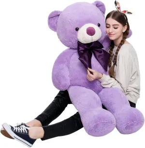 MorisMos Bow Tie Giant Teddy Bear 4 Feet, 47inch Big Lavender Teddy Bear Stuffed Animal Plush for Girlfriend, Boyfriend, Purple