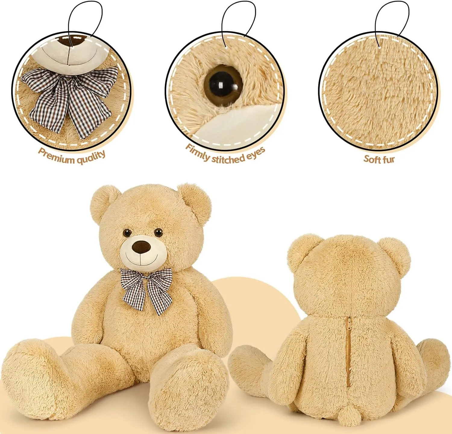 MorisMos Bow Tie Giant Teddy Bear 4 Feet, 47inch Big Teddy Bear Stuffed Animal Plush for Girlfriend, Boyfriend, Brown