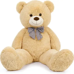 MorisMos Bow Tie Giant Teddy Bear 4 Feet, 47inch Big Teddy Bear Stuffed Animal Plush for Girlfriend, Boyfriend, Brown