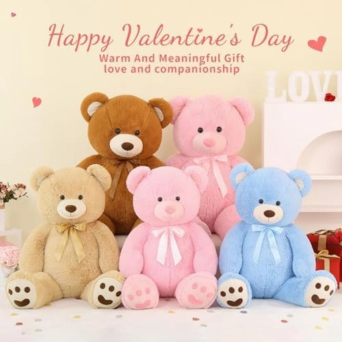 MorisMos Giant Teddy Bear Stuffed Animal 4ft, Big Teddy Bear Plush for Baby Shower, Life Size Stuffed Bear Gifts for Kids, Girls, Girlfriend, Women on Valentine, Christmas, Birthday（Light Brown）