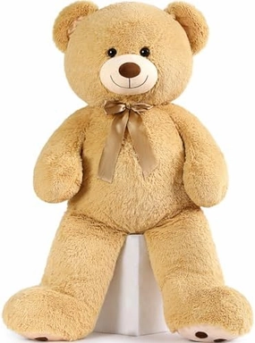 MorisMos Giant Teddy Bear Stuffed Animal 4ft, Big Teddy Bear Plush for Baby Shower, Life Size Stuffed Bear Gifts for Kids, Girls, Girlfriend, Women on Valentine, Christmas, Birthday（Light Brown）