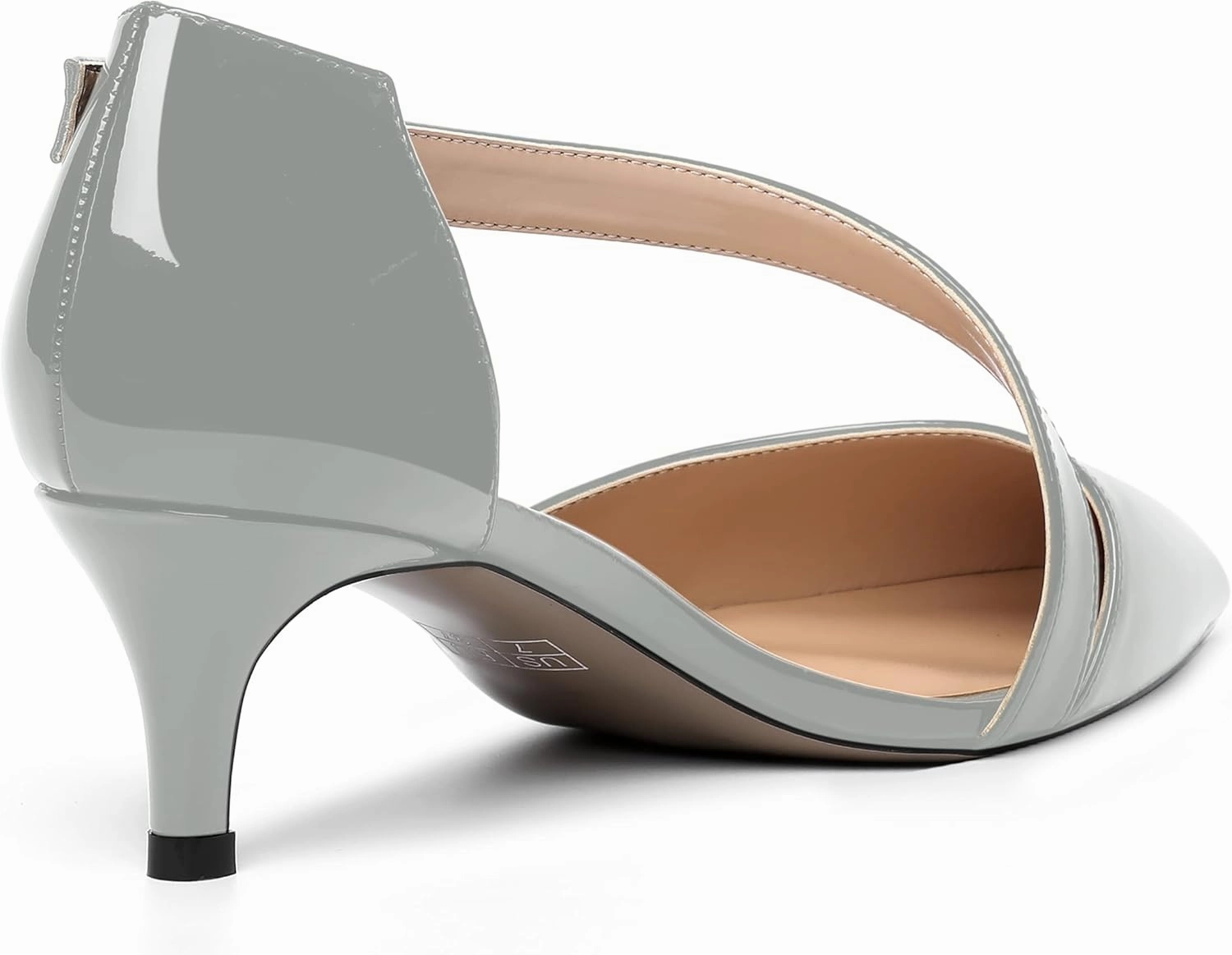 MOVINSTEPS Womens Buckle Dress D'Orsay Wedding Pointed Toe Patent Adjustable Strap Kitten Low Heel Pumps Shoes 2 Inch
