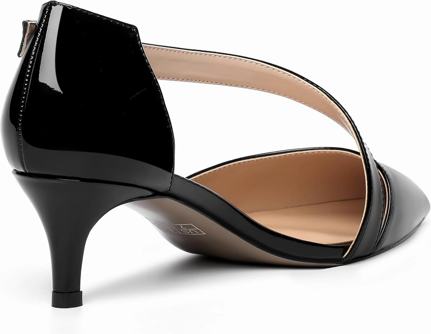 MOVINSTEPS Womens Buckle Dress D'Orsay Wedding Pointed Toe Patent Adjustable Strap Kitten Low Heel Pumps Shoes 2 Inch