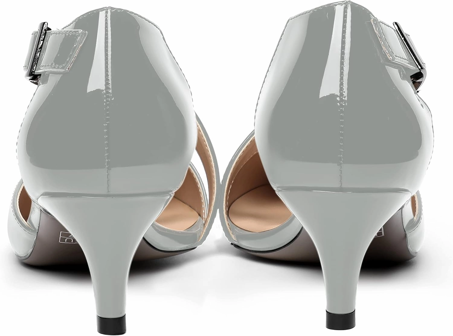 MOVINSTEPS Womens Buckle Dress D'Orsay Wedding Pointed Toe Patent Adjustable Strap Kitten Low Heel Pumps Shoes 2 Inch
