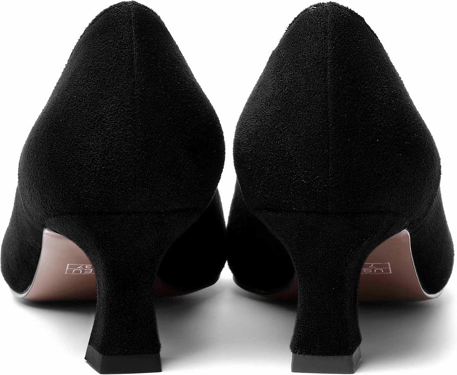 MOVINSTEPS Womens Dress Office Suede Slip On Round Toe Spool Low Heel Pumps Shoes 2 Inch