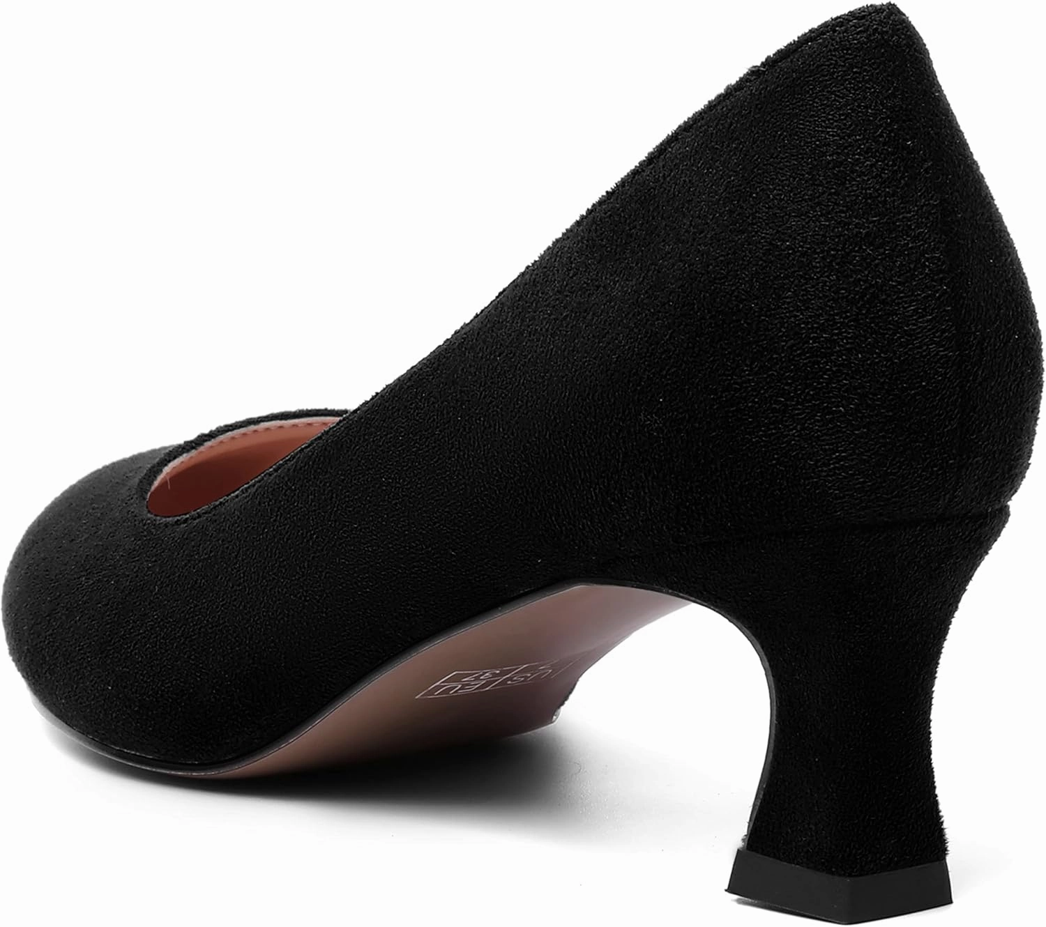 MOVINSTEPS Womens Dress Office Suede Slip On Round Toe Spool Low Heel Pumps Shoes 2 Inch