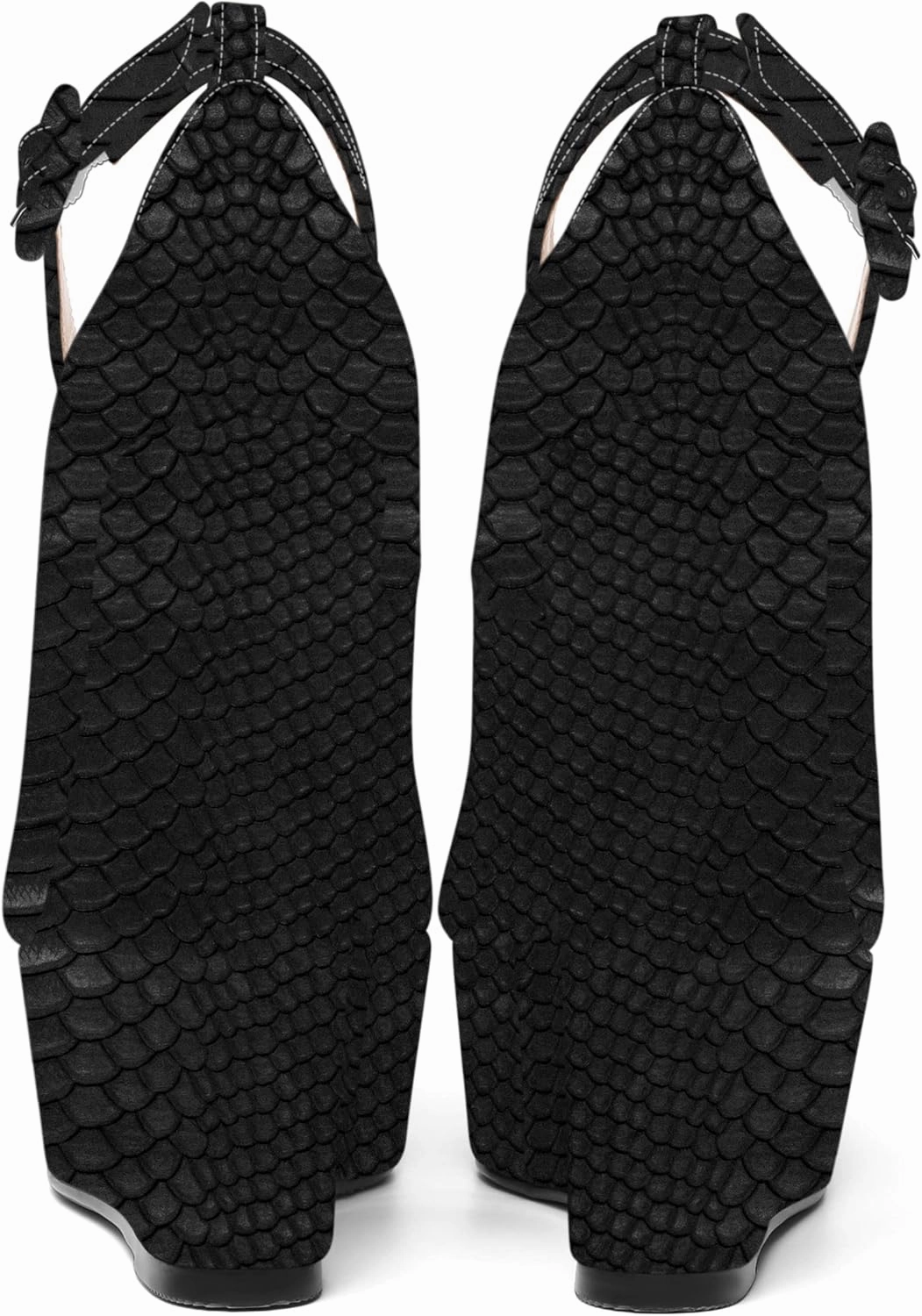 MOVINSTEPS Womens Evening Buckle Round Toe Ankle Strap Dress Platform Patent Wedge High Heel Pumps Shoes 6 Inch