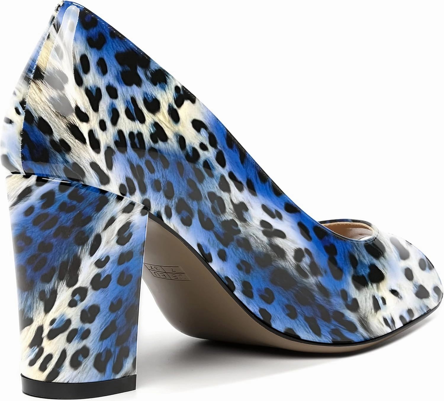 MOVINSTEPS Womens Party Slip On Patent Peep Toe Sexy Block High Heel Pumps Shoes 3.3 Inch