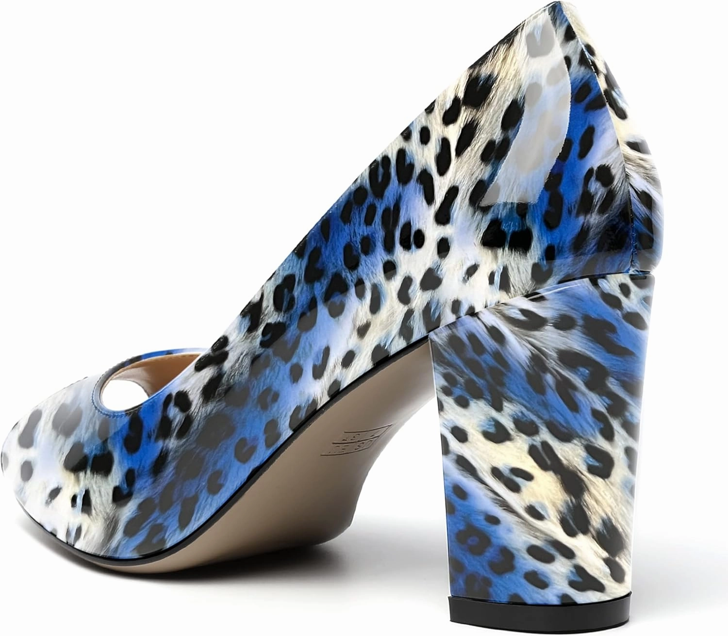 MOVINSTEPS Womens Party Slip On Patent Peep Toe Sexy Block High Heel Pumps Shoes 3.3 Inch