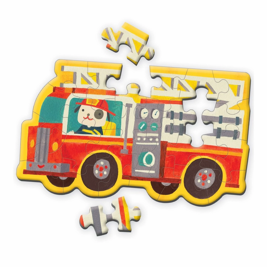 Mud Puppy | Shaped Mini Puzzle | Firetruck - 24pc