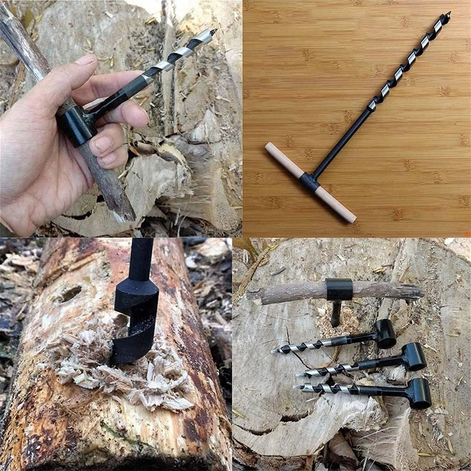 Multipurpose Manual Survival Drill Bit-Woodworking Hole Saw Bit Hand Auger for Outdoor and Camping Perfect Addition Tool to Survival (Size : 8/10/12/14/16/18//20/22mm) (Size : 0.472in)