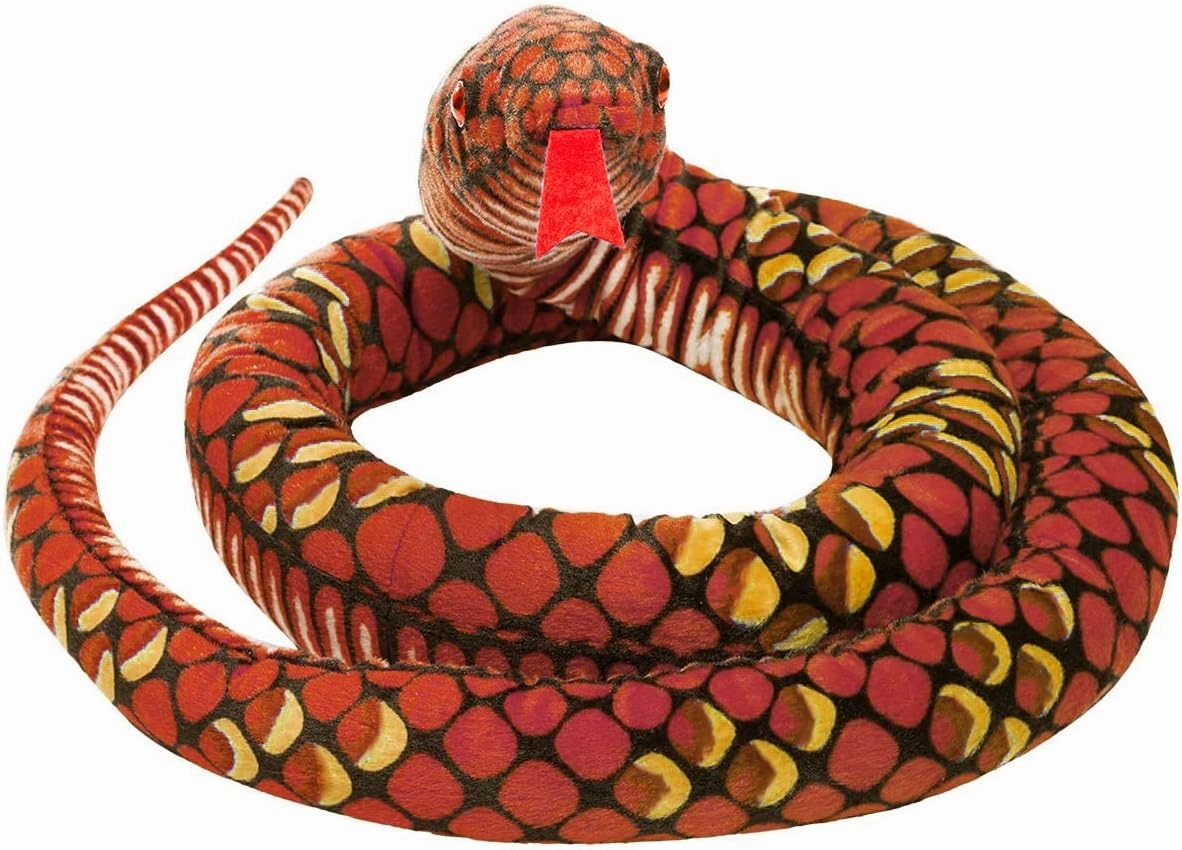 MUOVE Snake Stuffed Animal, Realistic Snake Toy, 110 Inch, Plush, Cotton, Unisex, Red, Easy to Clean, 4  Years