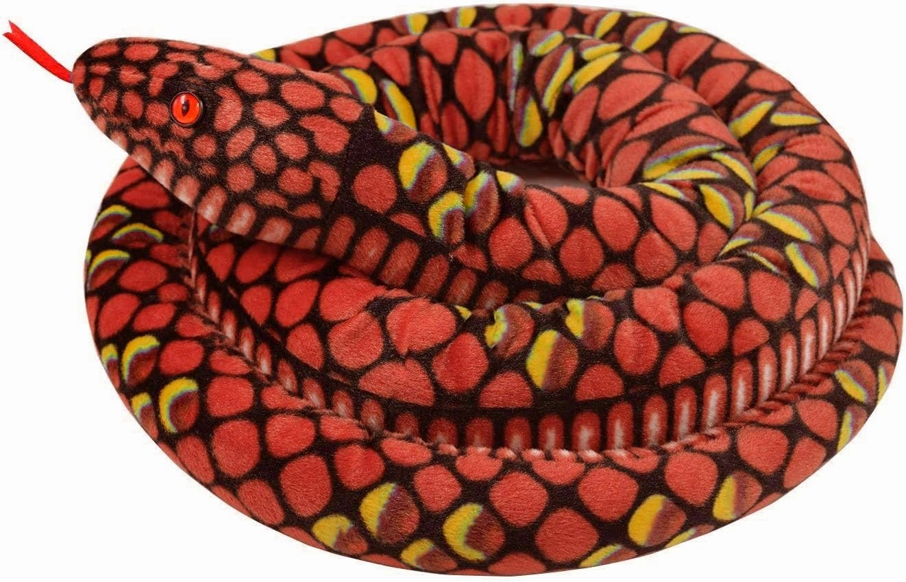 MUOVE Snake Stuffed Animal, Realistic Snake Toy, 110 Inch, Plush, Cotton, Unisex, Red, Easy to Clean, 4  Years
