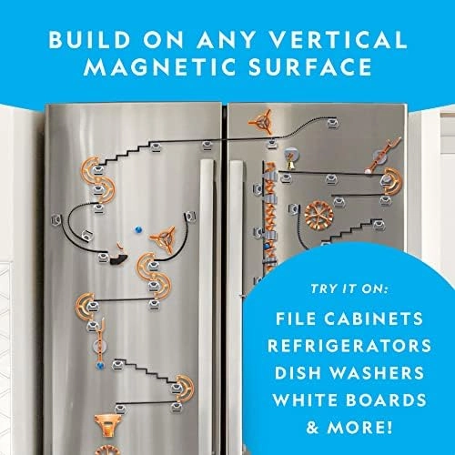 NATIONAL GEOGRAPHIC Magnetic Marble Run - 150-Piece STEM Building Set for Kids & Adults with Magnetic Track & Trick Pieces & Marbles for Building A Marble Maze, STEM Project (Amazon Exclusive)