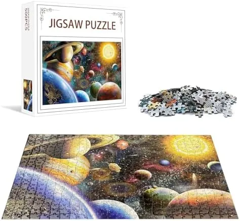 Nattork Jigsaw Puzzle 500 Pieces for Adults Youth Family Space Traveler Solar System Puzzle Pieces Fit Together Perfectly