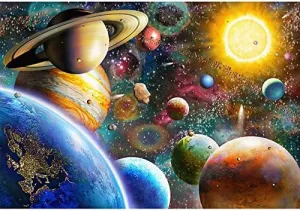 Nattork Jigsaw Puzzle 500 Pieces for Adults Youth Family Space Traveler Solar System Puzzle Pieces Fit Together Perfectly