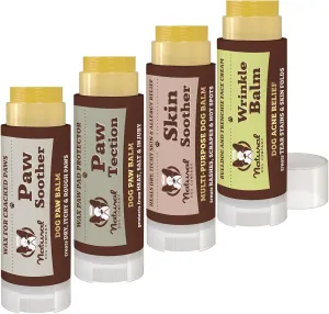 Natural Dog Company Powerhouse Bundle, Includes 4 Healing Balms That Relieve Skin Irritations, Cracked Paws and Dry Noses, Organic, All Natural Ingredients, 0.15oz Trial Sticks