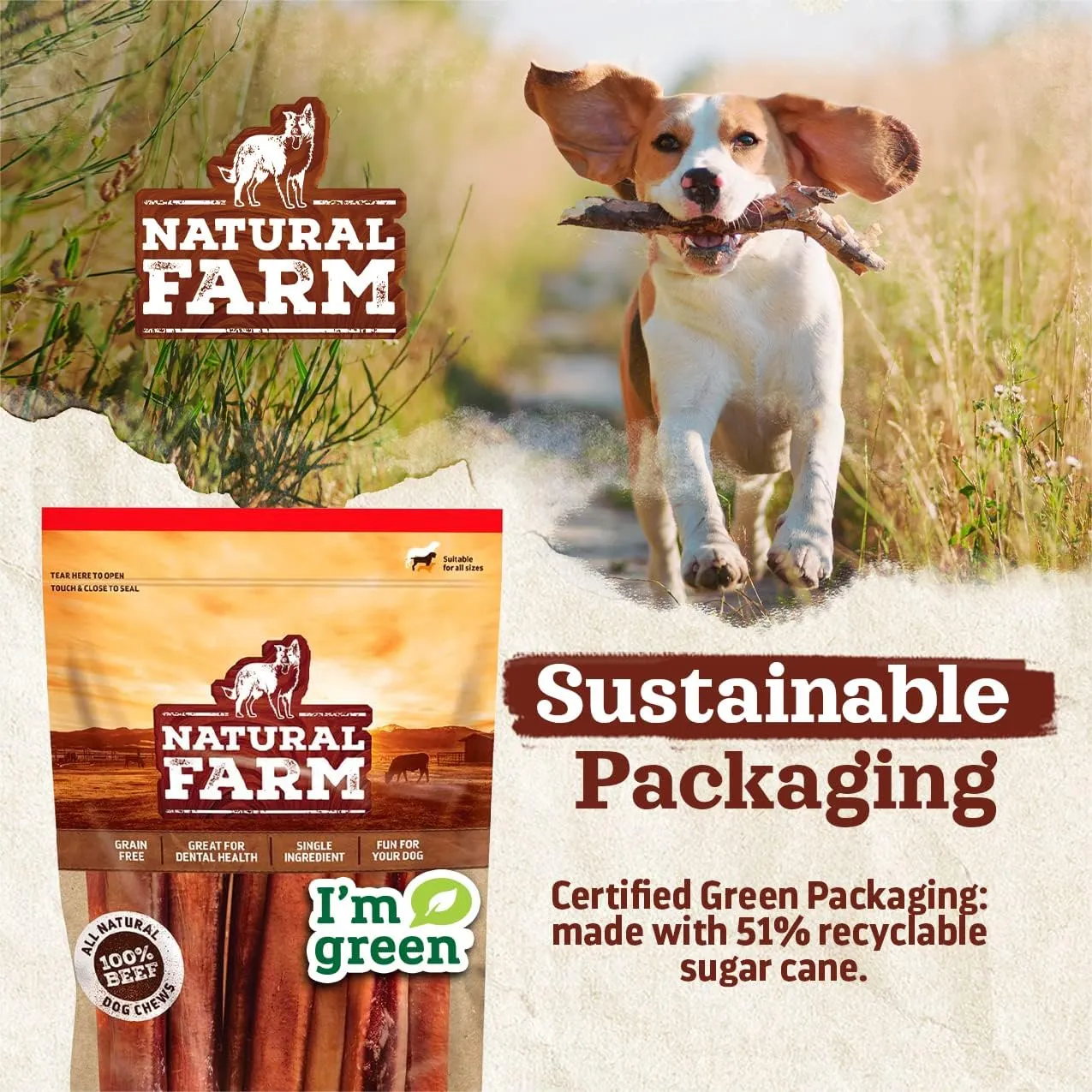 Natural Farm Pet Pizzle Bully Sticks (10 Inch, 12 Pack), Pixie Chew, Extra-Thin Pet Treats - Grain-Free, High Protein, Best Rawhide Alternative for Small, Puppies or Senior Dogs