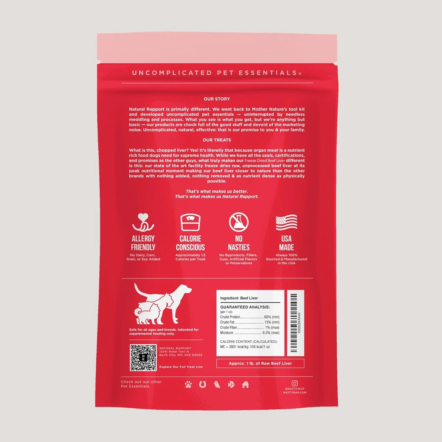 Natural Rapport Beef Liver Dog Treats - The Only Freeze Dried Beef Liver Dogs Need - Grain-Free Beef Bites, Dog Treats for Small and Large Dogs (8 oz.)