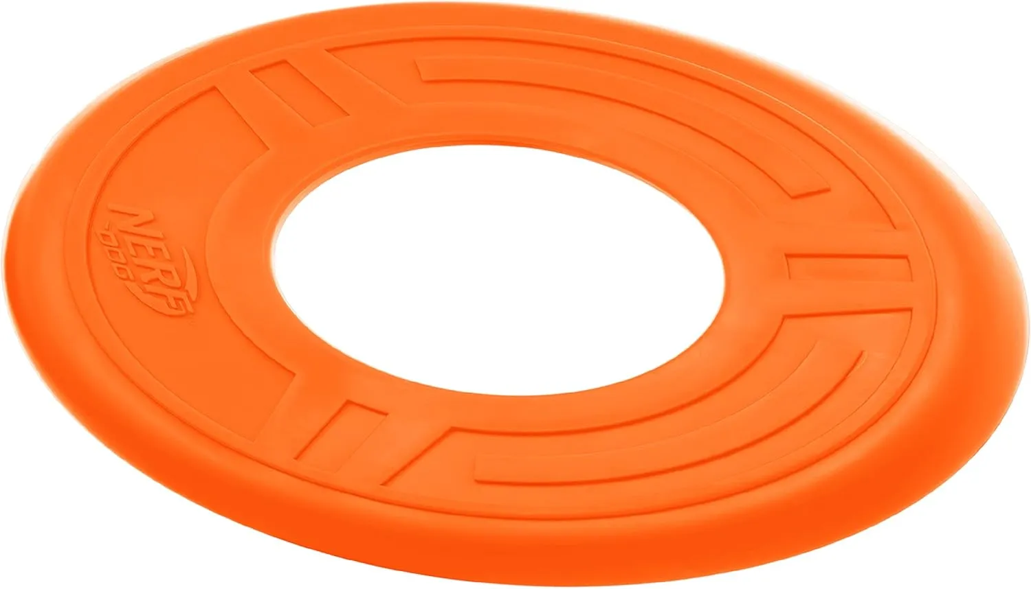 Nerf Dog Atomic Flyer Dog Toy, Flying Disc, Lightweight, Durable and Water Resistant, Great for Beach and Pool, 10 inch diameter, for Medium/Large Breeds, Single Unit, Orange