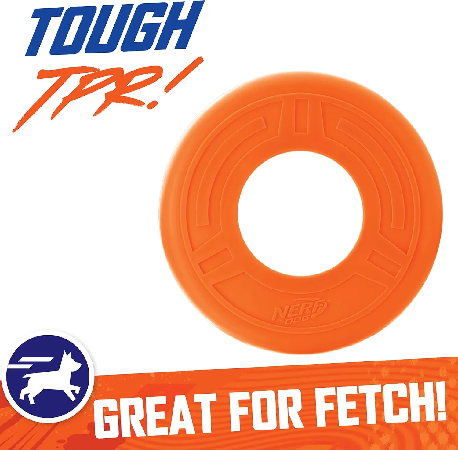 Nerf Dog Atomic Flyer Dog Toy, Flying Disc, Lightweight, Durable and Water Resistant, Great for Beach and Pool, 10 inch diameter, for Medium/Large Breeds, Single Unit, Orange