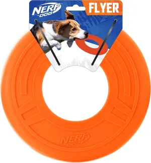 Nerf Dog Atomic Flyer Dog Toy, Flying Disc, Lightweight, Durable and Water Resistant, Great for Beach and Pool, 10 inch diameter, for Medium/Large Breeds, Single Unit, Orange