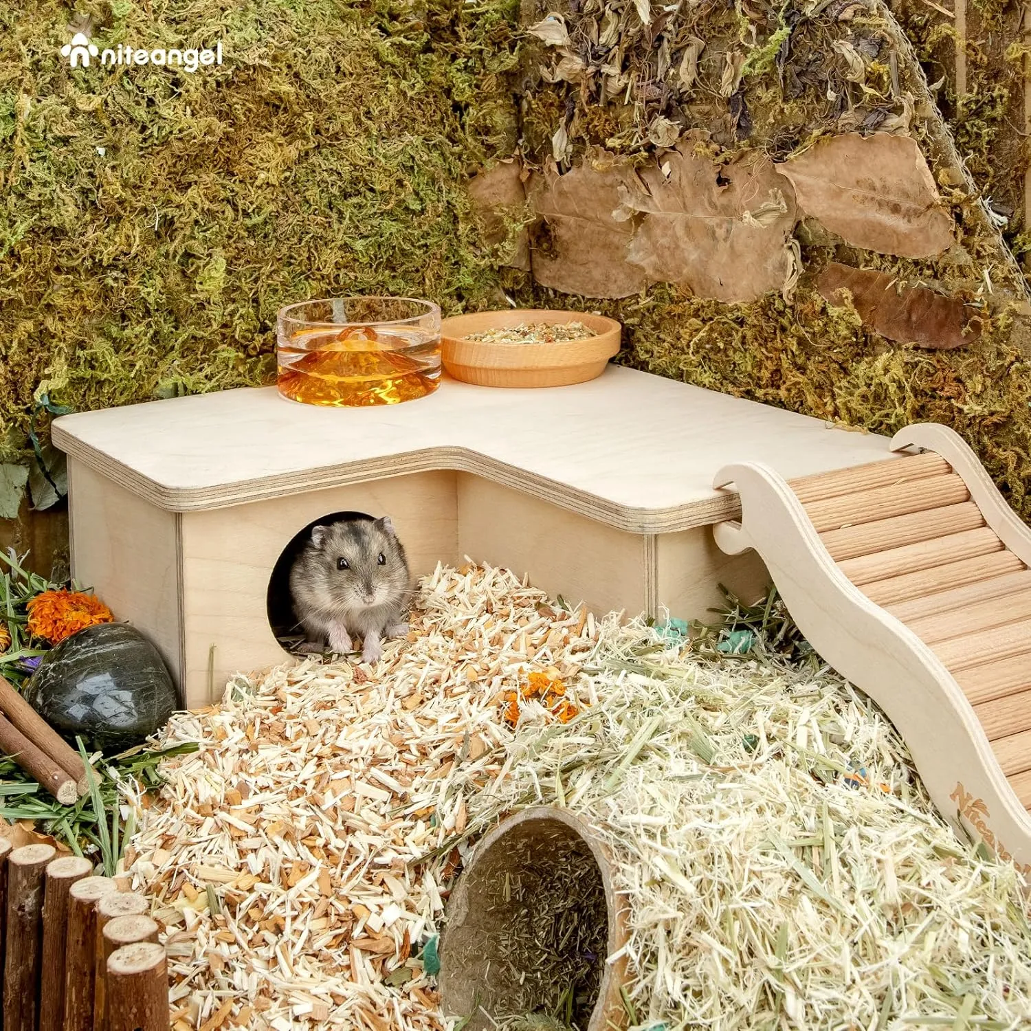 Niteangel Multi-Chamber Hamster House Maze: - Multi-Room Hideouts & Tunnel Exploring Toys for Hamster Gerbils Mice Lemmings (3-Room Small)
