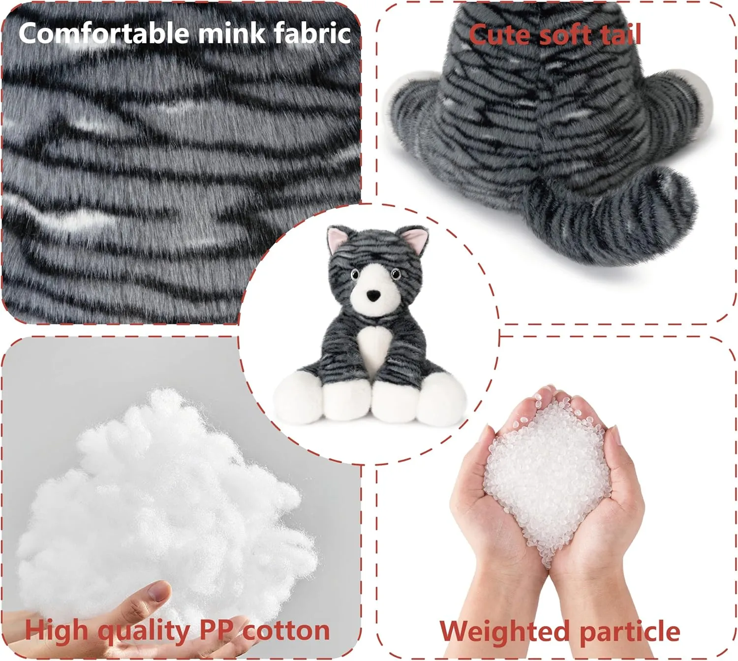 Niuniu Daddy 14" | 3.5 Pound Cat Weighted Stuffed Animal, Heavy Stuffed Cat Plush Toys for Kids Adults, Weighted Beads for Kitty Stuffed Animals Body Pillow for Present Birthday Holiday Christmas