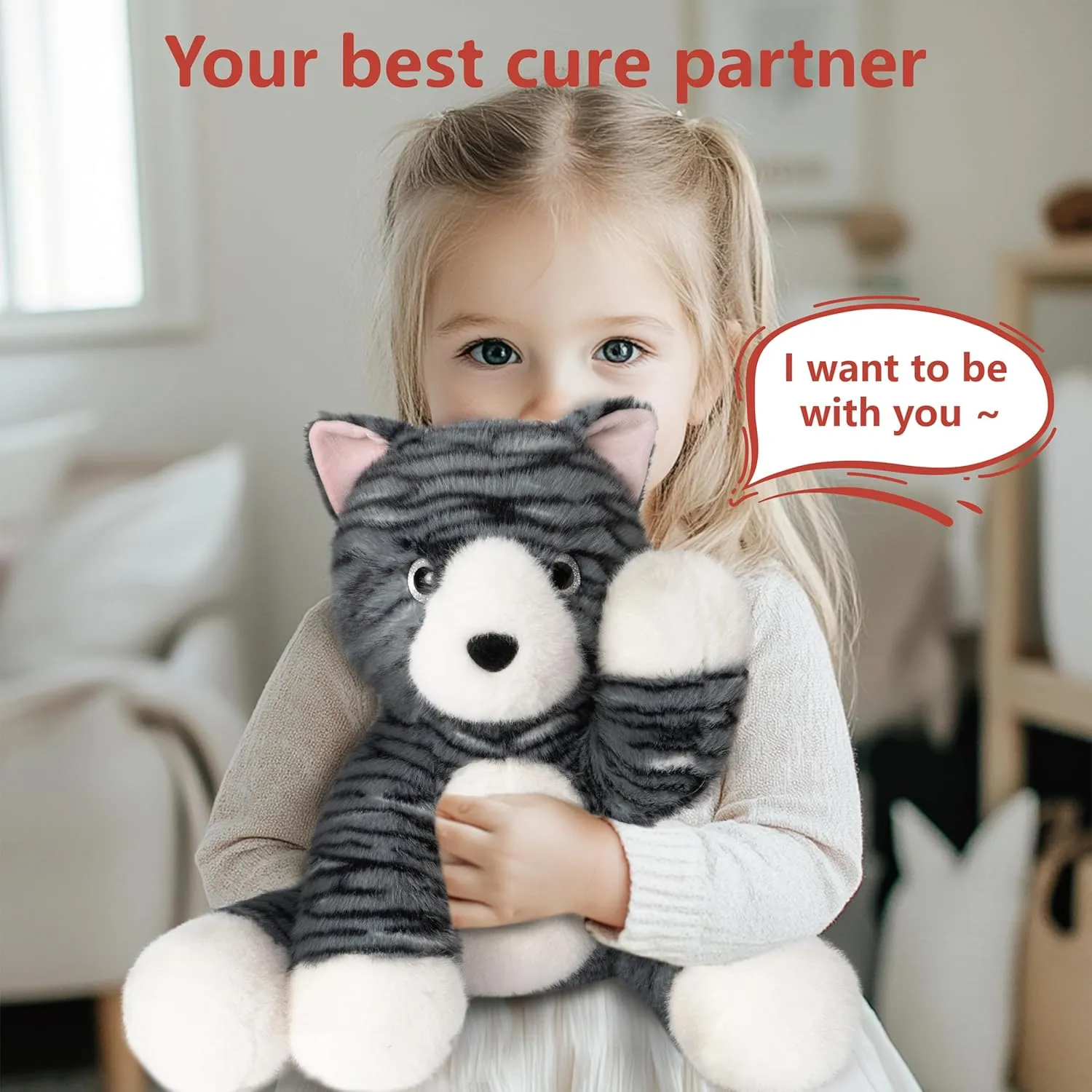 Niuniu Daddy 14" | 3.5 Pound Cat Weighted Stuffed Animal, Heavy Stuffed Cat Plush Toys for Kids Adults, Weighted Beads for Kitty Stuffed Animals Body Pillow for Present Birthday Holiday Christmas